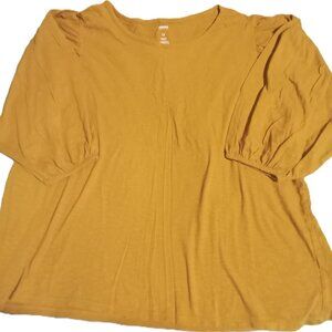 Sonoma 3/4 Puff Sleeve Mustard Yellow Top - Women's Size 1X